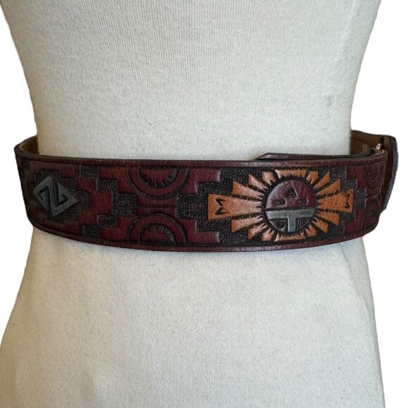 Chambers Southwestern/Aztec Style Leather Belt - Picture 5 of 8